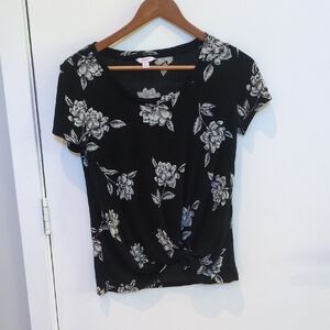 Floral Black and White Women's Top